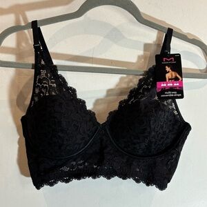 MAIDENFORM Sz 34C Black Lace Multiform Strap No Underwire NEW WITH TAGS